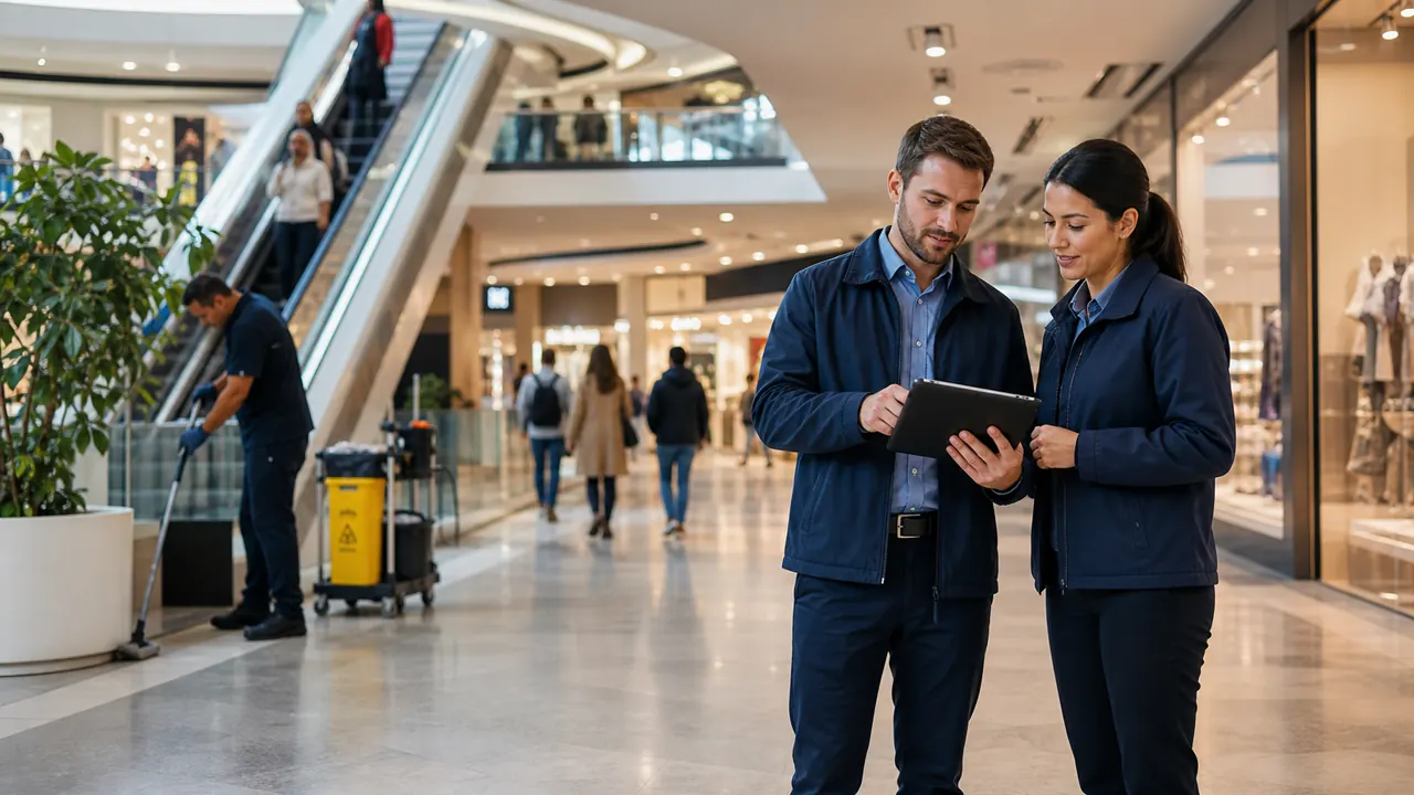Equipo de Facility Management coordinando servicios en un centro comercial