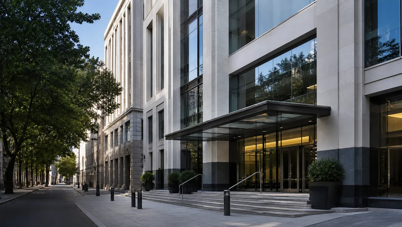 Edificio corporativo de una institución bancaria