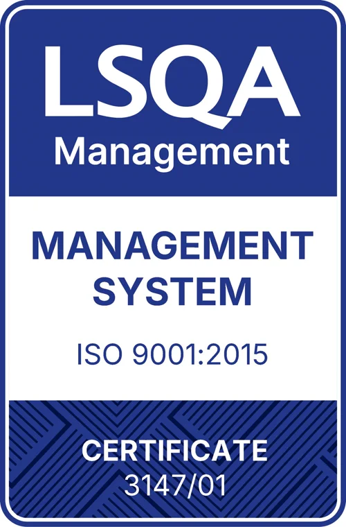 Certificación LSQA ISO 9001:2015, certificado 3147/01