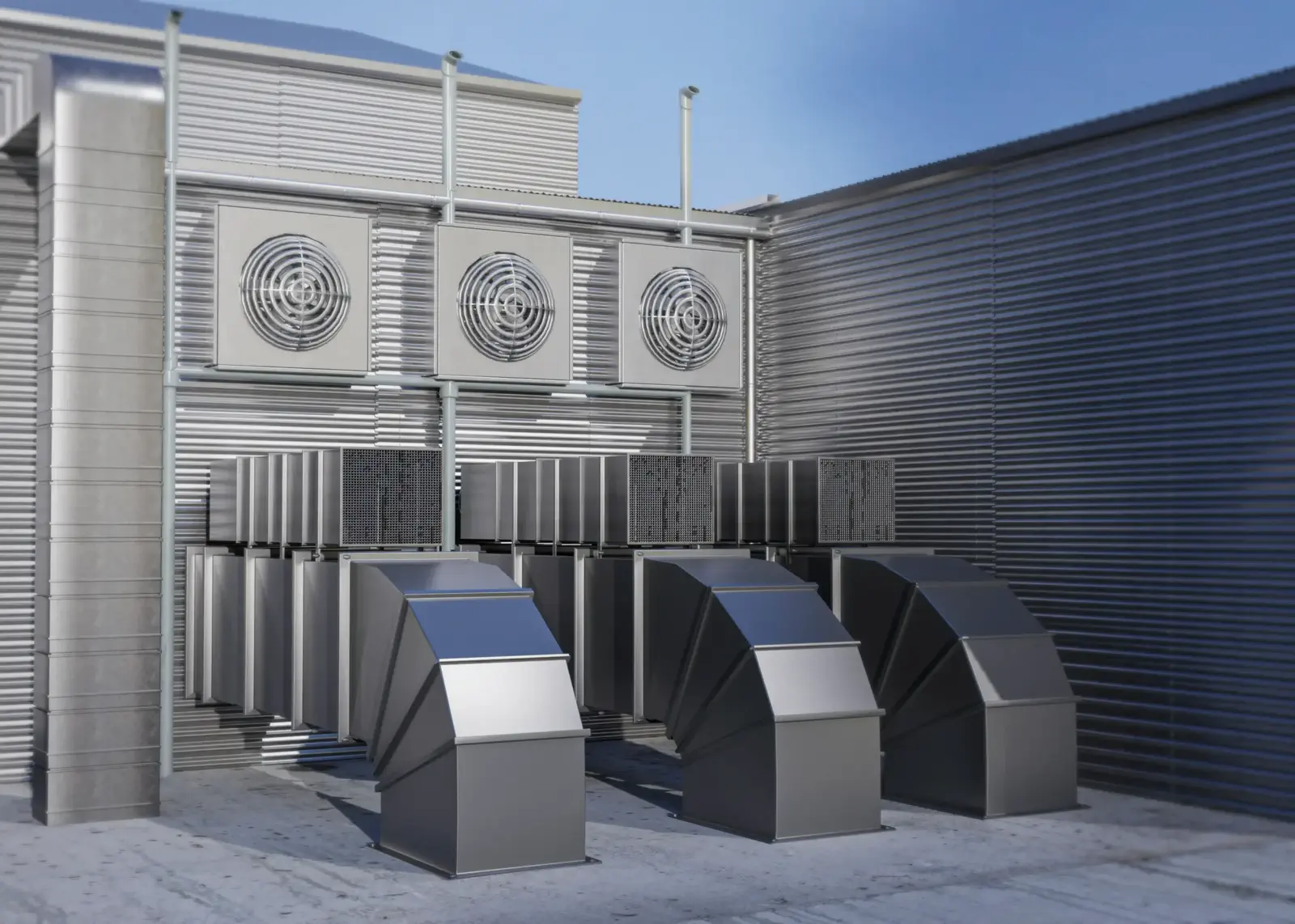 Sistema industrial de ventilación y extracción con ductos metálicos